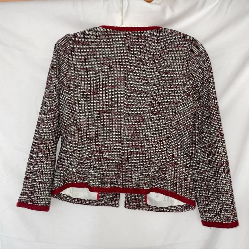 Banana Republic Red Tweed Cropped Blazer - Picture 4 of 16